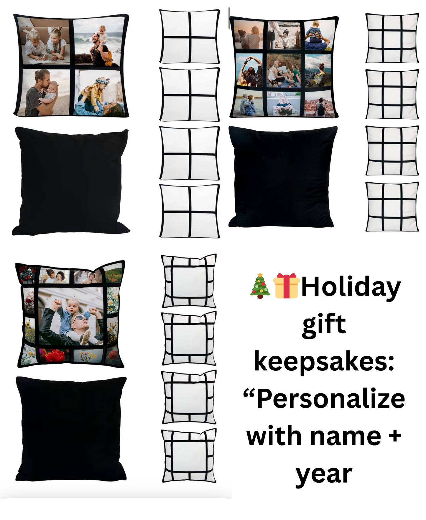 Custom Holiday Keepsake Photo Pillow – 16x16 | 4, 9, or 13 Panel Collage - Artful Impressions