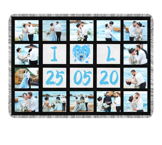 Custom 40×60 Holiday Keepsake Photo Throw Blanket – 9 or 20 Panel Collage - Artful Impressions